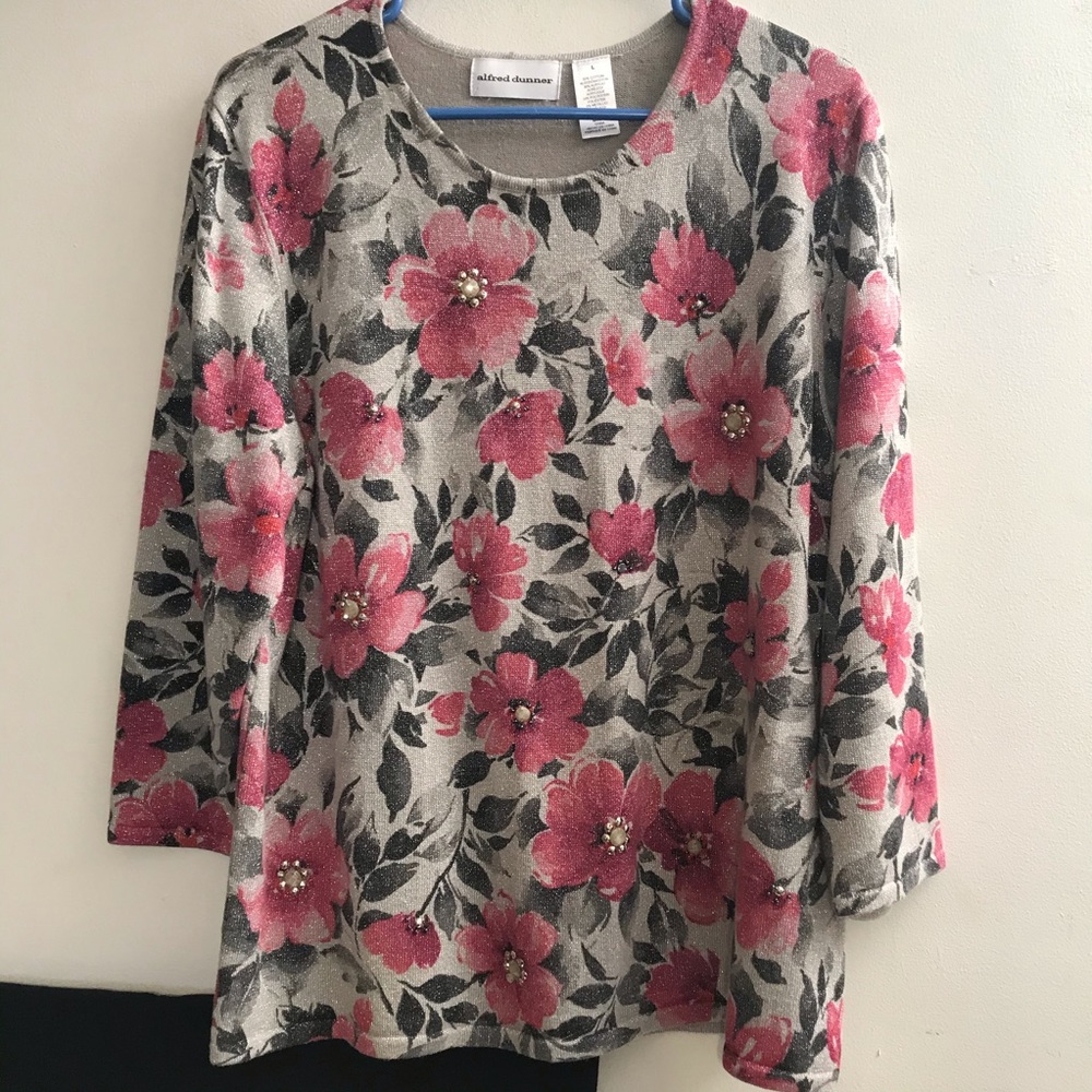 ALFRED DUNNER COTTON BLEND SHIMMER SWEATER LARGE - Picture 4 of 6